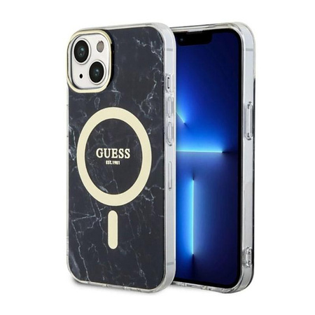 Guess Marble MagSafe - Schutzhülle für iPhone 14 (Schwarz)