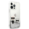 Karl Lagerfeld Liquid Glitter Karl & Choupette - iPhone 13 Pro Tasche (Silber)