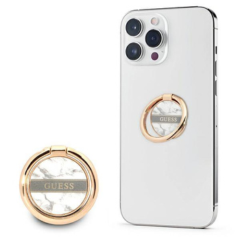 Guess Ring Stand Marble - Magnetic finger holder for phone (White)