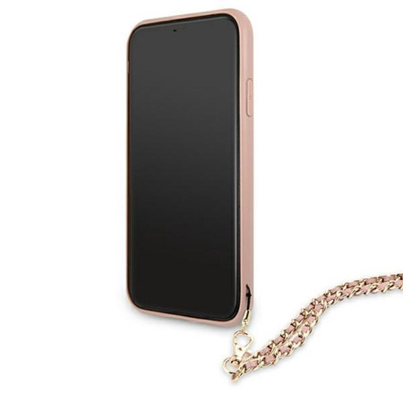 Guess Saffiano Kette - iPhone 11 Tasche (rosa)
