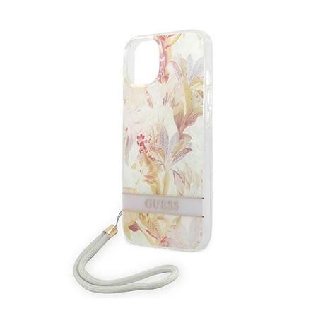 Guess Flower Cord - Hülle für iPhone 14 Plus (Lila)