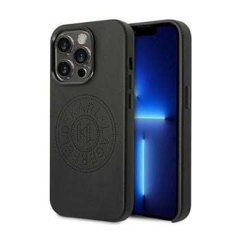 Karl Lagerfeld Leather Perforated Logo Case - Coque pour iPhone 14 Pro (noir)