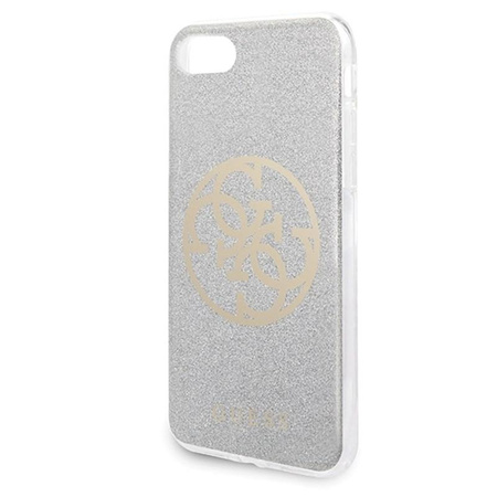 Guess Circle Glitter 4G - pouzdro pro iPhone SE 2020 / 8 / 7 (světle šedé)