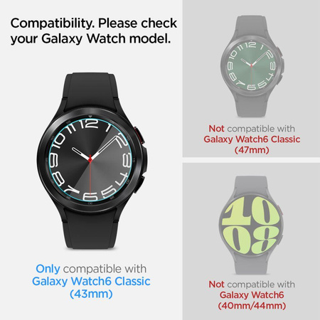 Spigen GLAS.TR EZ FIT - Gehärtetes Glas für Samsung Galaxy Watch 6 Classic 43 mm (2 Stück)