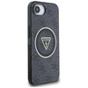 Guess IML Metal Glitter 4G Circle Triangle MagSafe - Etui do iPhone 16e (czarny)
