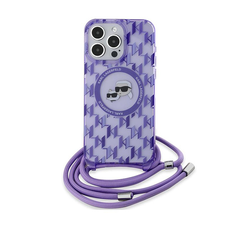 Karl Lagerfeld IML Crossbody Monogramm Karl & Choupette Head MagSafe - iPhone 15 Pro Tasche (lila)