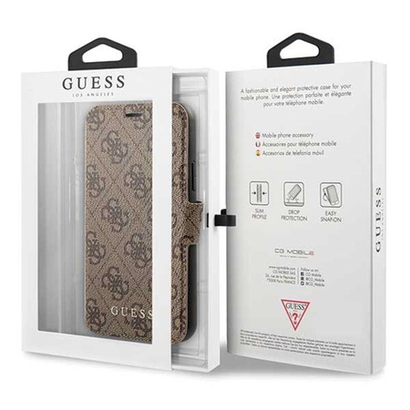 Guess Booktype 4G Charms Collection - iPhone 11 Hülle mit Kartenschlitzen (braun)
