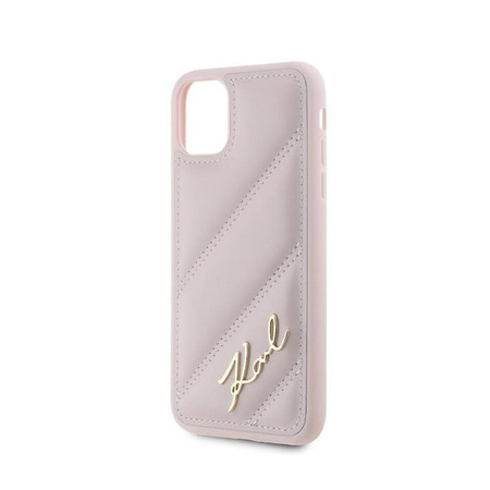 Karl Lagerfeld Diagonal Gesteppte Schrift - iPhone 11 Tasche (rosa)