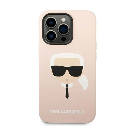 Karl Lagerfeld szilikon ikonikus Karl`s Head - iPhone 14 Pro Max tok (rózsaszín)