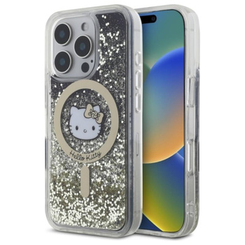 Hello Kitty Liquid Glitter Fever MagSafe - iPhone 16 Pro Max Hülle (schwarz / gold)