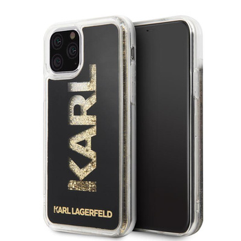 Karl Lagerfeld Logo Karl Liquid Glitter - iPhone 11 Pro Tasche (Schwarz/Gold Glitter)