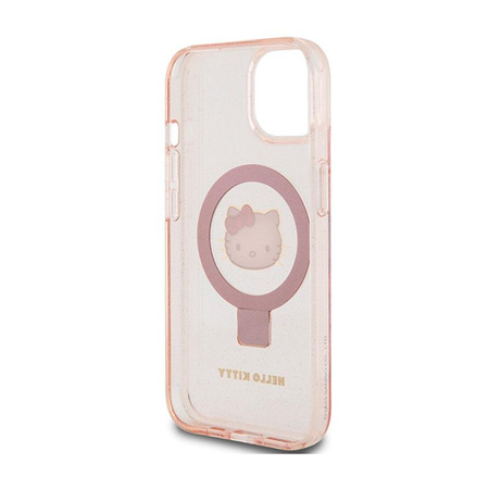 Hello Kitty Ring Stand Glitter Electrop Logo MagSafe - iPhone 15 / 14 / 13 Hülle (rosa)