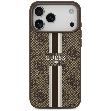 Guess 4G Printed Stripes MagSafe - Pouzdro iPhone 17 Pro Max (hnědé)