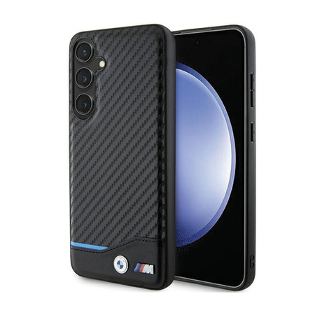 BMW Leather Carbon Blue Line - Etui pour Samsung Galaxy S24+ (noir)