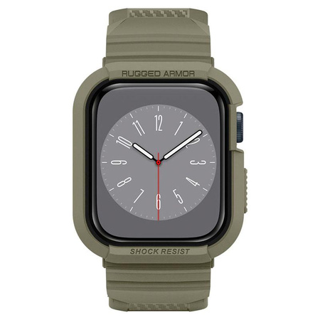 Spigen Rugged Armor Pro - Armband mit Gehäuse für Apple Watch 44/45 mm (Vintage Khaki)