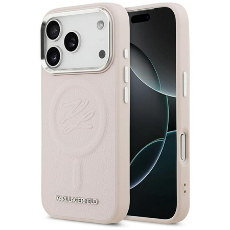 ETUI DO IPHONE 17 PRO do MAGSAFE KARL LAGERFELD ORYGINALNE RÓŻOWE SKÓRZANE