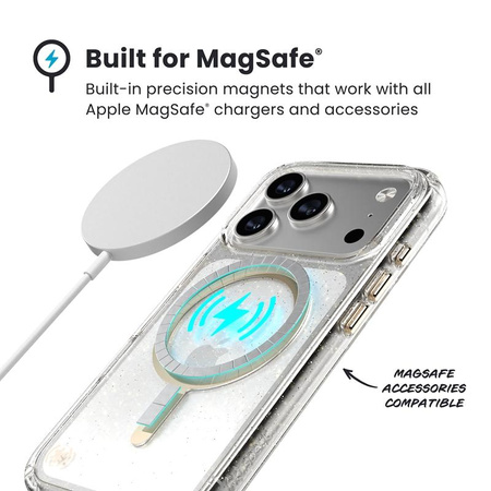 Speck Presidio Lux MagSafe - iPhone 17 Pro Tasche (Glitter / Gold Metallic)