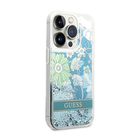 Guess Liquid Glitter Flower - Hülle für iPhone 14 Pro (Grün)