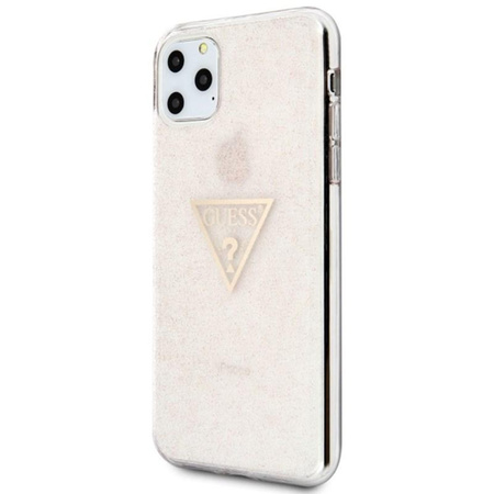 Guess Solid Glitter Triangle - iPhone 11 Pro Max Tasche (Rosa)