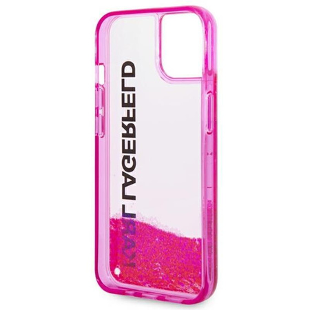 Karl Lagerfeld Liquid Glitter Translucent Elongated Logo Case - Hülle für iPhone 14 Plus (Pink)