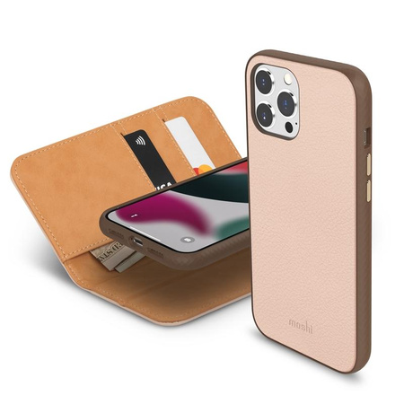 Moshi Overture - Étui à rabat 3-en-1 pour iPhone 13 Pro Max (NanoShield™ antibactérien) (Luna Pink)