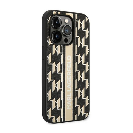 Karl Lagerfeld Monogram Stripe - iPhone 14 Pro Max Tasche (braun)