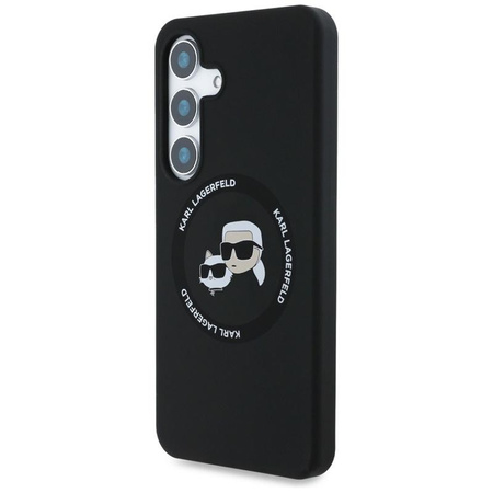 Karl Lagerfeld Silicone Double Heads And Circle MagSafe - Case for Samsung Galaxy S25 (Black)