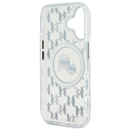 Karl Lagerfeld IML Monogram Karl & Choupette Head MagSafe - Coque iPhone 16 (Transparent)