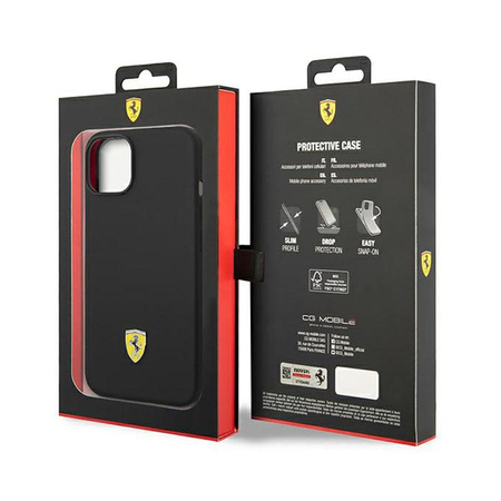 Ferrari Silicone Metal Logo - pouzdro pro iPhone 14 (černé)