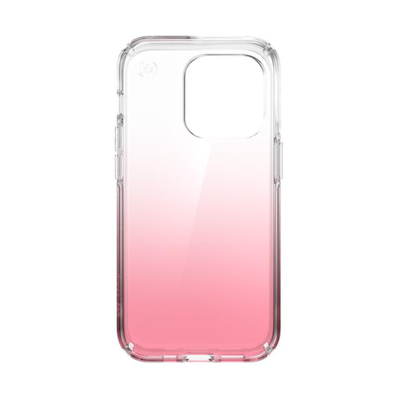 Speck Presidio Perfect-Clear + Ombre - pouzdro pro iPhone 14 Pro s povrchovou úpravou MICROBAN (čiré / Vintage Rose Fade)