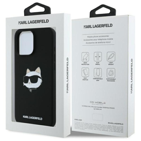 Karl Lagerfeld Silikon Choupette Kopf drucken MagSafe - iPhone 16 Pro Fall (schwarz)
