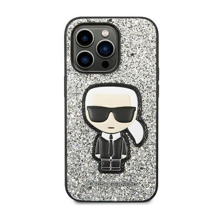 Karl Lagerfeld Glitter Flakes Ikonik - iPhone 14 Pro tok (ezüst)