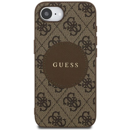 Guess 4G Circle Classic Logo MagSafe - pouzdro pro iPhone 16e (hnědé)