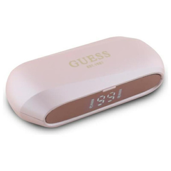 Guess Elongated Metallic Printed Logo - Bluetooth TWS Headphones + Charging Case (Pink)
