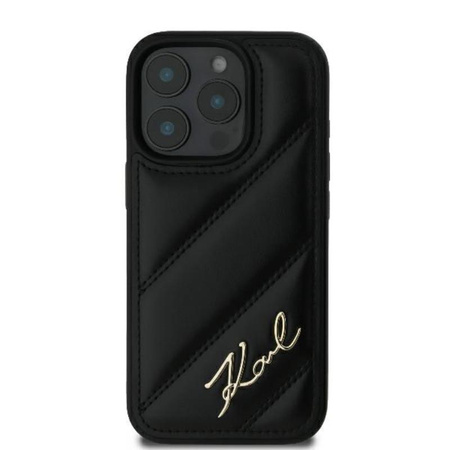 Karl Lagerfeld Quilted Signature - Hülle für iPhone 16 Pro (schwarz)