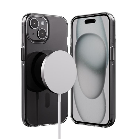 Crong Clear MAG Pro - Pouzdro iPhone 15 MagSafe (černý)