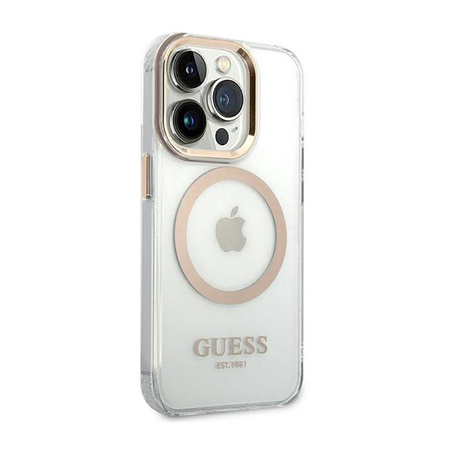 Guess Metal Outline Magsafe - iPhone 14 Pro Tasche (Transparent / Gold)