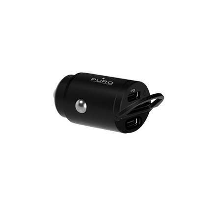 PURO Mini Car Fast Charger - 2 x USB-C Power Delivery 30 W car charger (black)