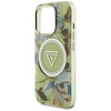 Guess Glitter Flowers Triangle Buttons MagSafe - Coque pour iPhone 16 Pro Max (vert)