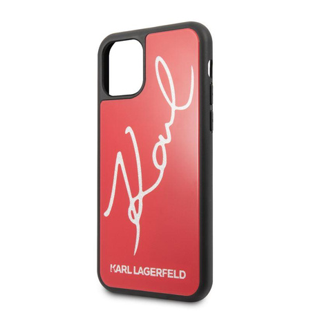 Karl Lagerfeld Double Layers Tempered Glass Glitter Signature Case - iPhone 11 Pro Case (red)