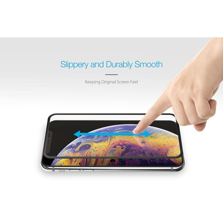 Just Mobile Xkin 3D gehärtetes Glas Displayschutzfolie - gehärtetes Glas für iPhone 11 Pro Max / Xs Max (Transparent/ Schwarz)