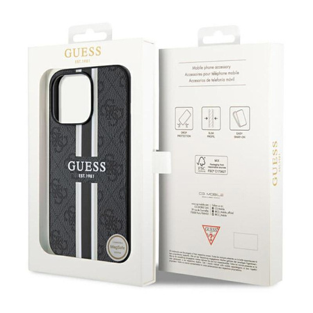 Guess 4G Printed Stripes MagSafe - pouzdro pro iPhone 13 Pro Max (černé)