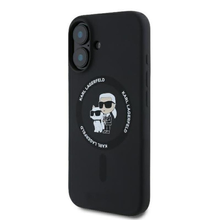Karl Lagerfeld Silicone Karl & Choupette Ring MagSafe - Case for iPhone 16 Plus (black)