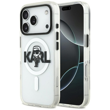 Karl Lagerfeld IML Karl Sketch Logo MagSafe - Custodia per iPhone 17 Pro (trasparente)