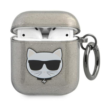 Karl Lagerfeld Choupette Head Glitter - Airpods Case (black)