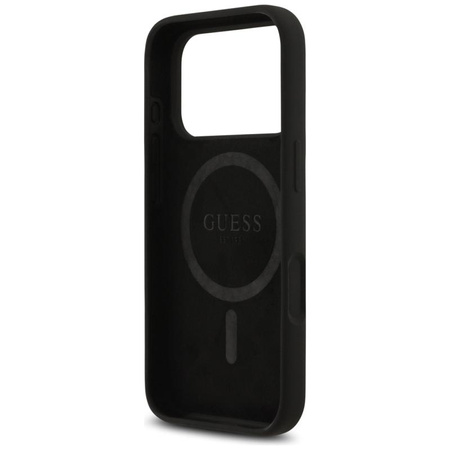 ETUI DO IPHONE 17 PRO do MAGSAFE GUESS CZARNE SILIKONOWE Z MIKROFIBRĄ CASE