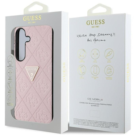 Guess Hot Stamp 4G Pattern Triangle Metal Logo - pouzdro pro Samsung Galaxy S25 (růžové)