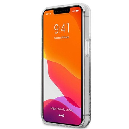 Guess Liquid Glitter 4G Big Logo - iPhone 13 Pro Max tok (ezüst)