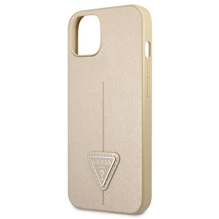 Guess Saffiano háromszög logós tok - iPhone 13 tok (bézs)