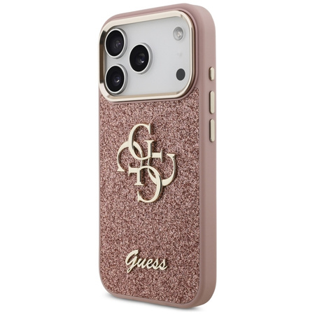 Guess Fixed Glitter Big 4G Metal Frame - Pouzdro iPhone 17 Pro (růžový)